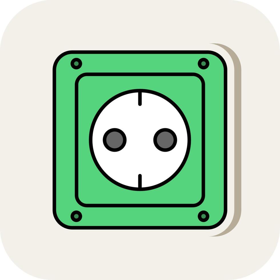 Socket Line Filled White Shadow Icon vector