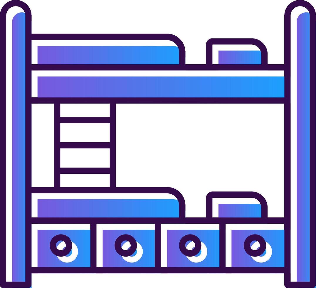 Bunk Bed Gradient Filled Icon vector