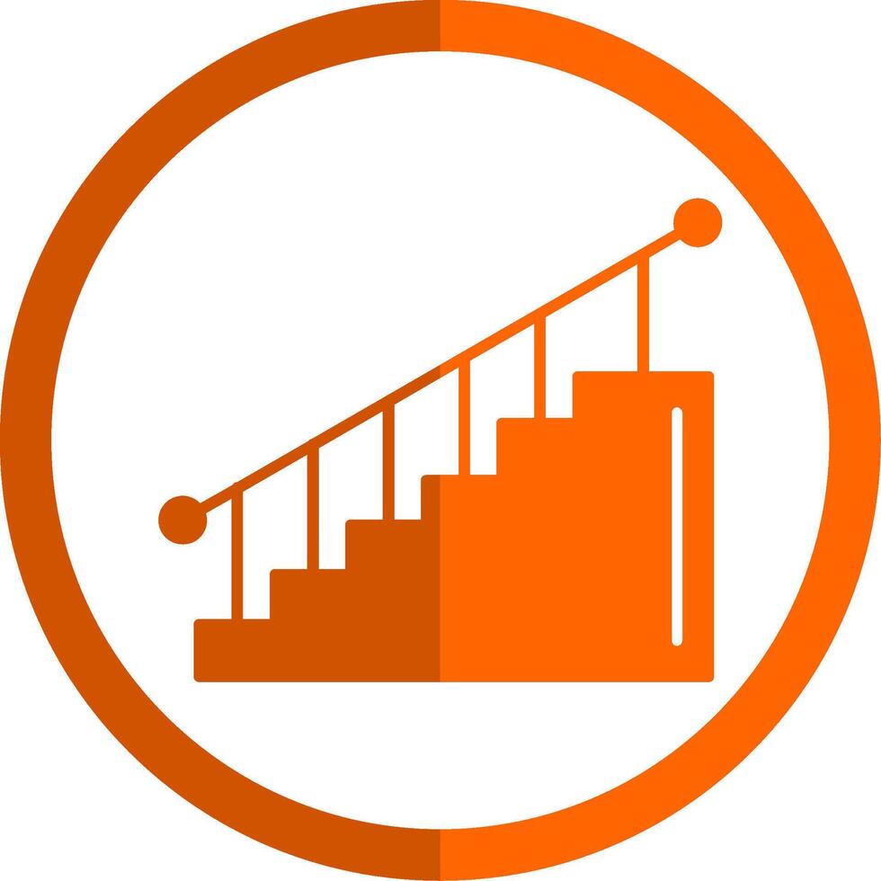 Stair Glyph Orange Circle Icon vector