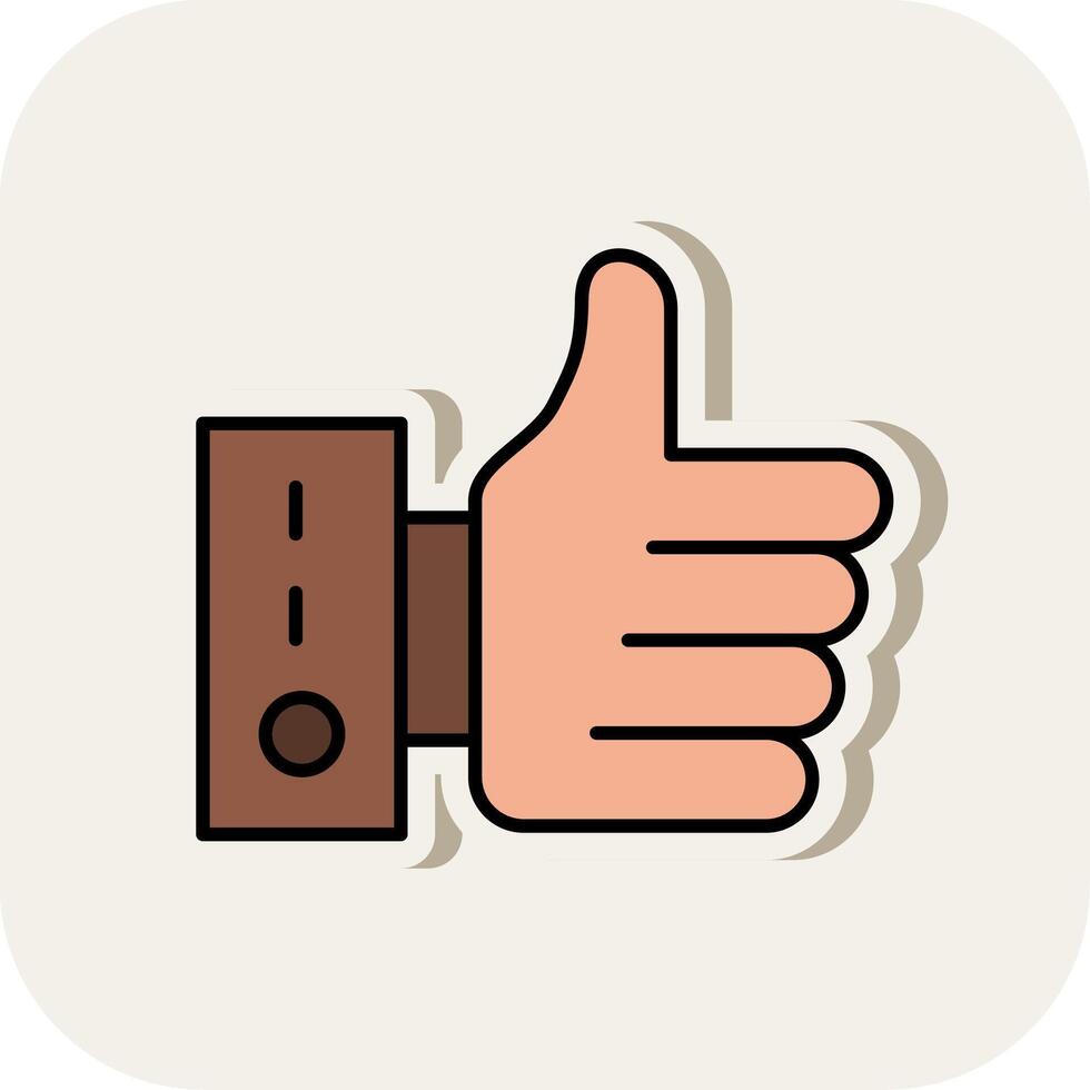 Thumb Up Line Filled White Shadow Icon vector