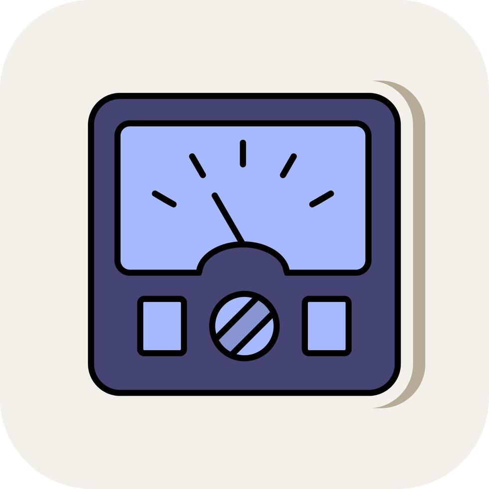 Ammeter Line Filled White Shadow Icon vector