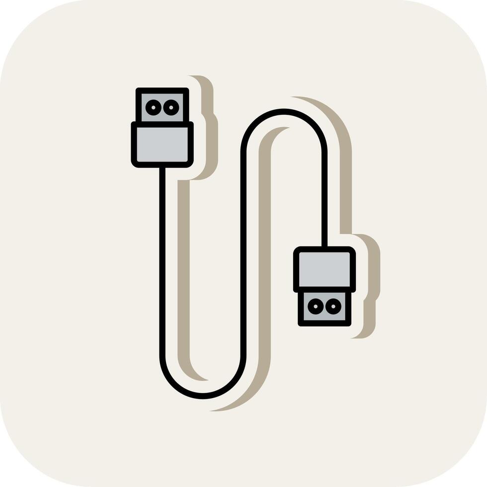 Cable Line Filled White Shadow Icon vector