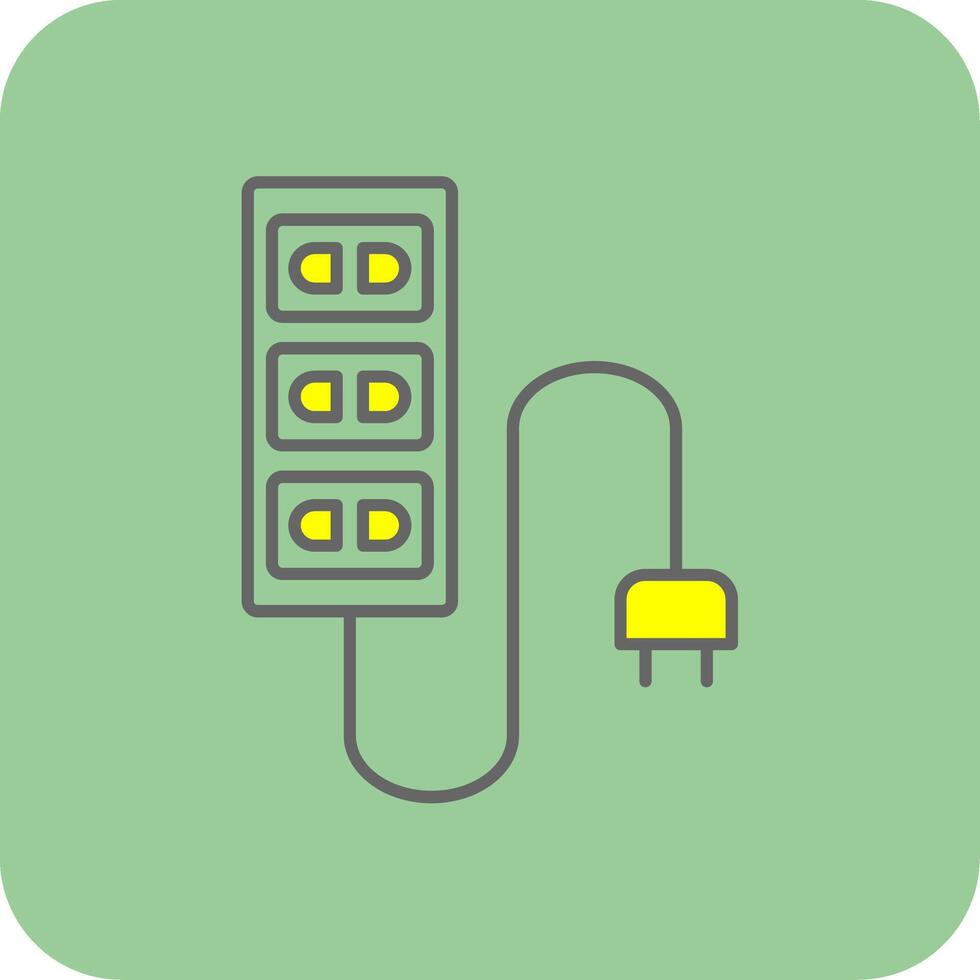 Extension Cord Filled Yellow Icon vector