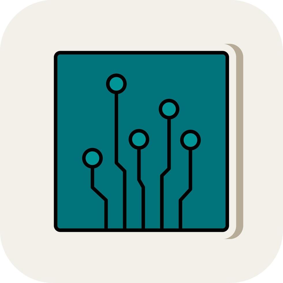 Circuit Line Filled White Shadow Icon vector