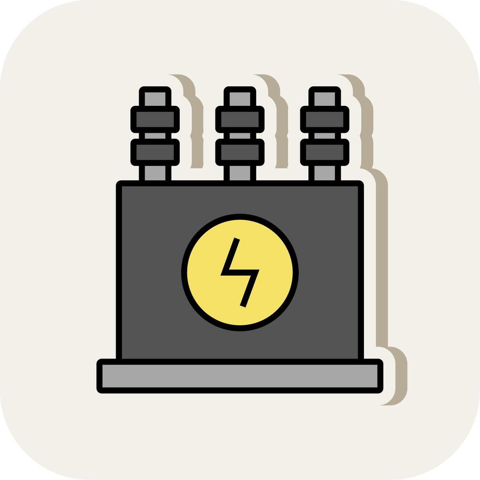 Power Transformer Line Filled White Shadow Icon vector