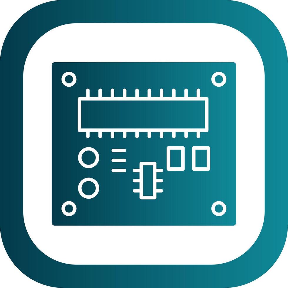 tarjeta de circuito impreso tablero glifo degradado redondo esquina icono vector