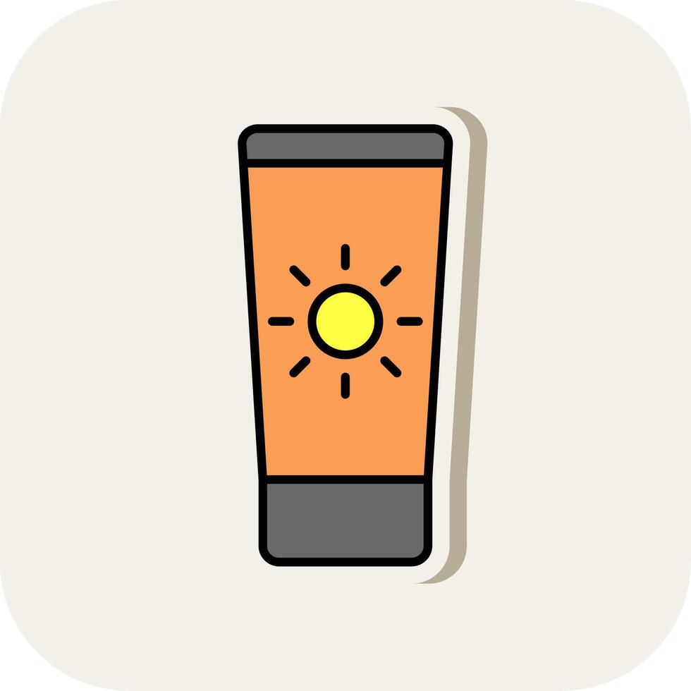 Sun Cream Line Filled White Shadow Icon vector