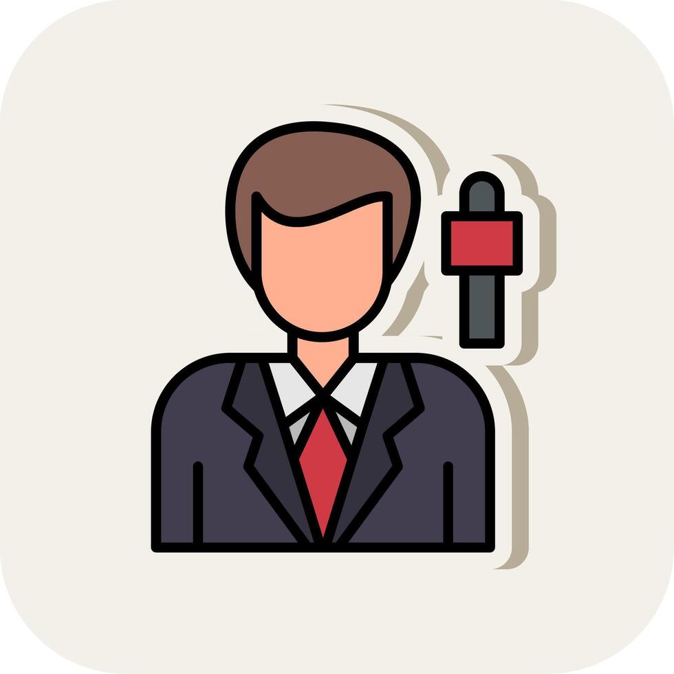 Journalist Line Filled White Shadow Icon vector