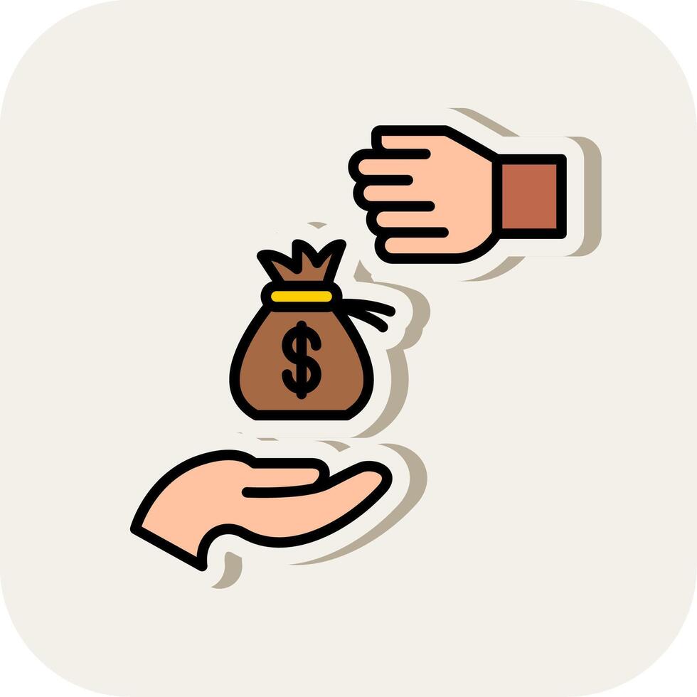 Bribery Line Filled White Shadow Icon vector