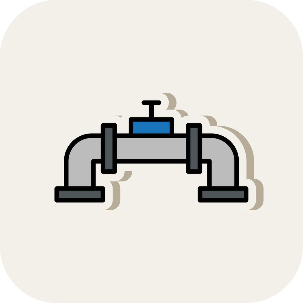Pipe Line Filled White Shadow Icon vector