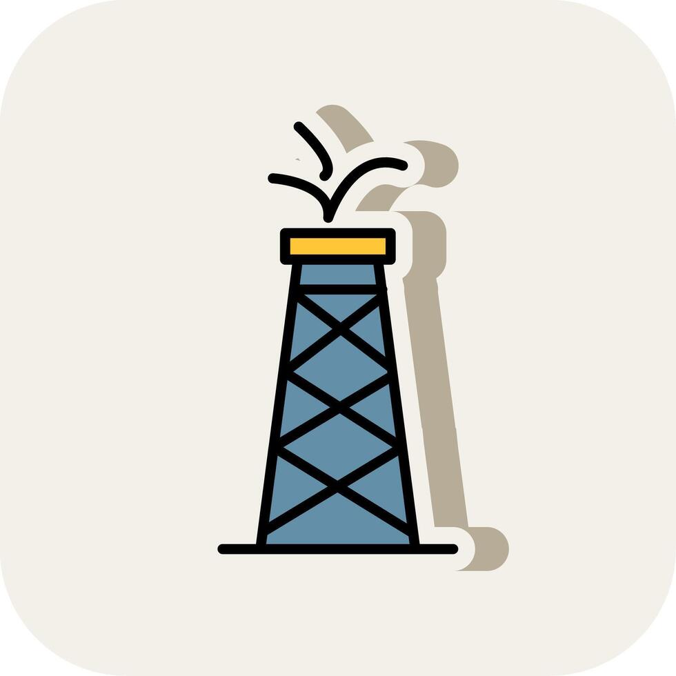 Oil Tower Line Filled White Shadow Icon vector