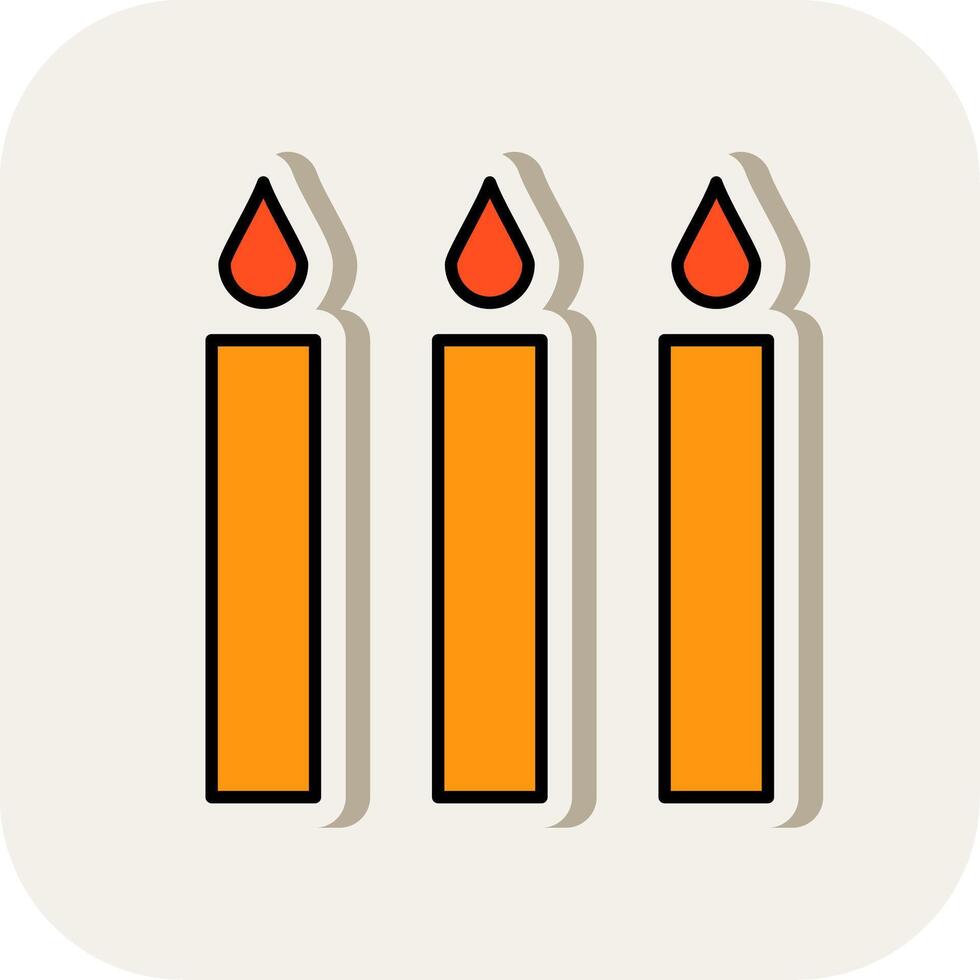 Candle Line Filled White Shadow Icon vector