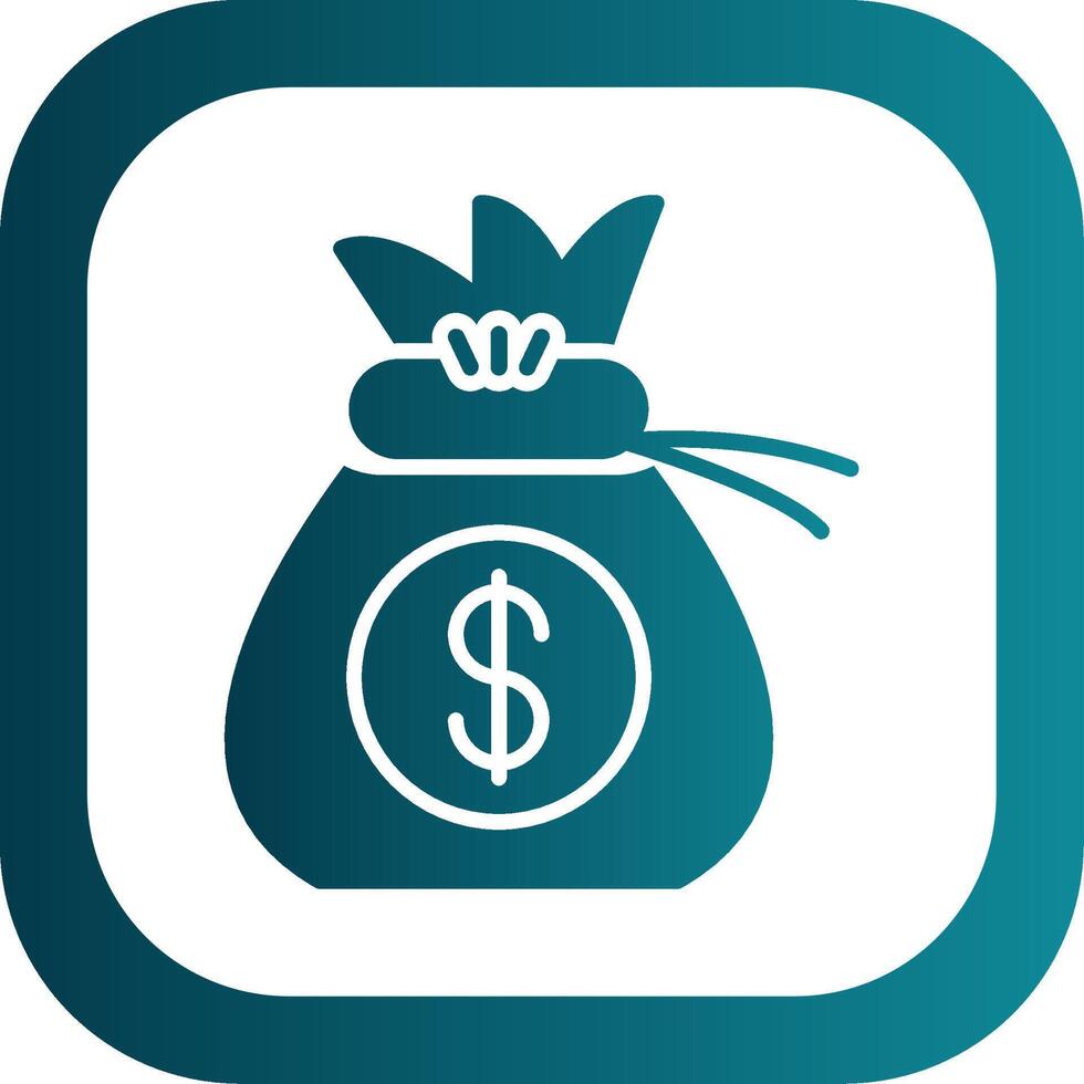 Money Bag Glyph Gradient Round Corner Icon vector