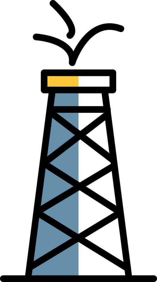 Oil Tower Filled Half Cut Icon vector