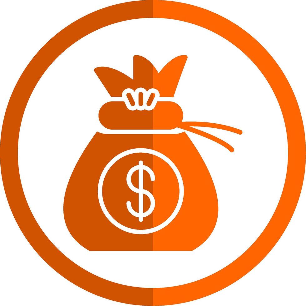 Money Bag Glyph Orange Circle Icon vector