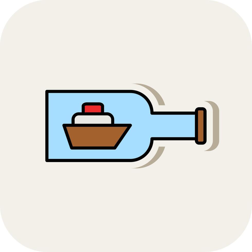 Ship In A Bottle Line Filled White Shadow Icon vector