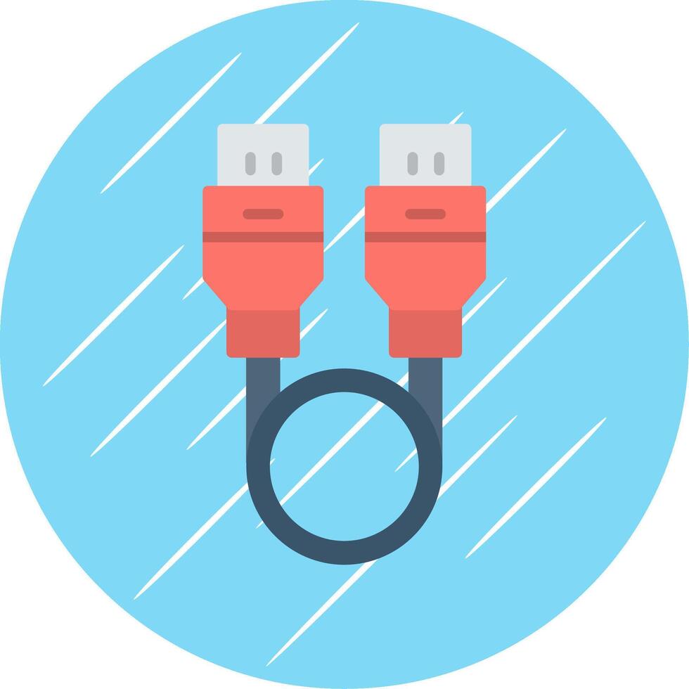 Usb Cable Flat Blue Circle Icon vector