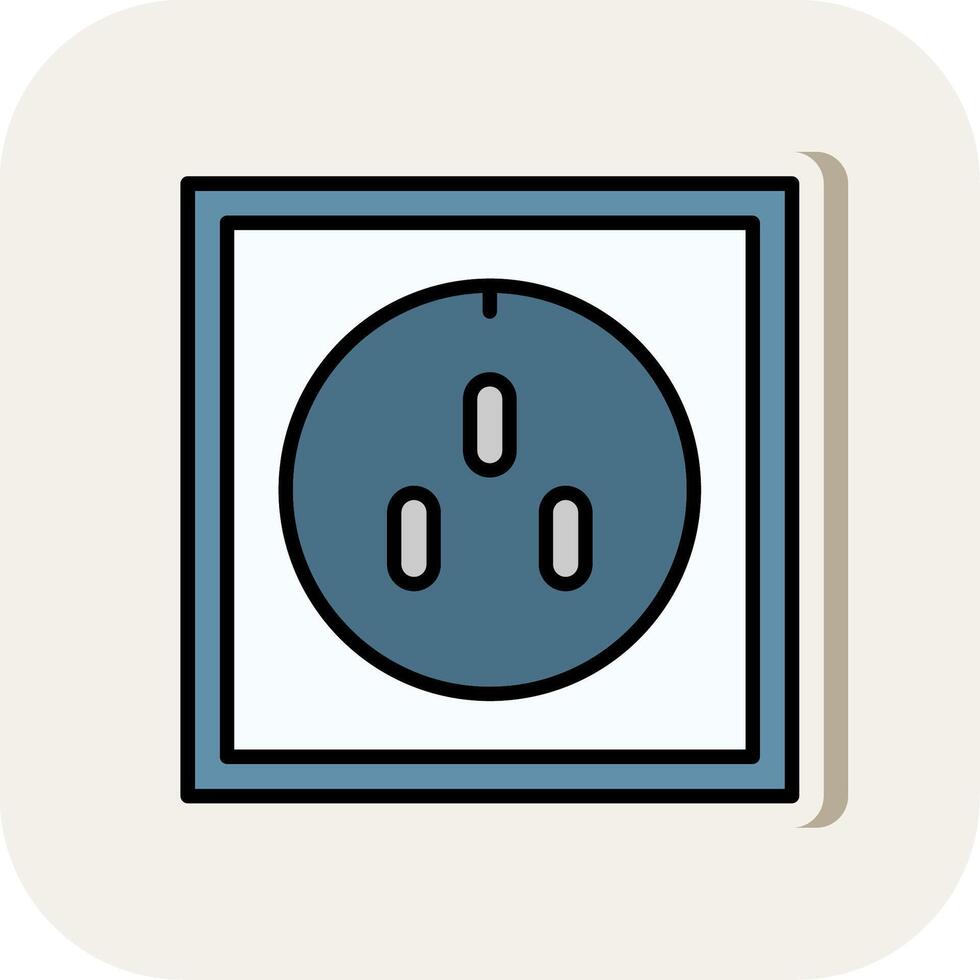 Socket Line Filled White Shadow Icon vector