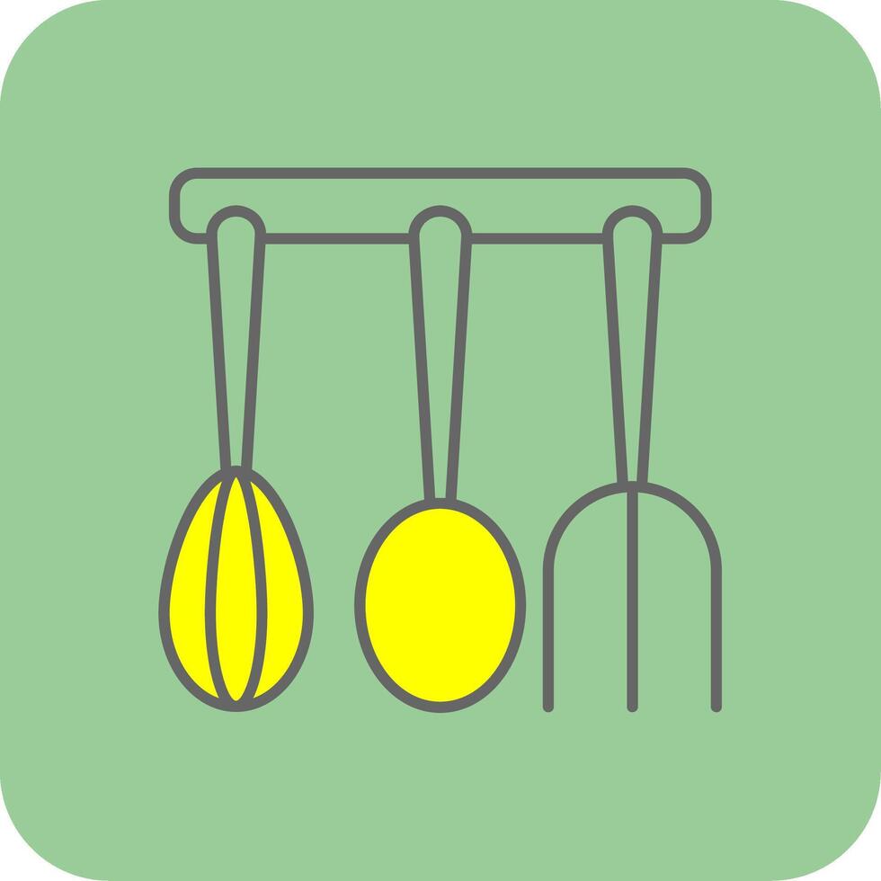 Kitchen Utensils Filled Yellow Icon vector