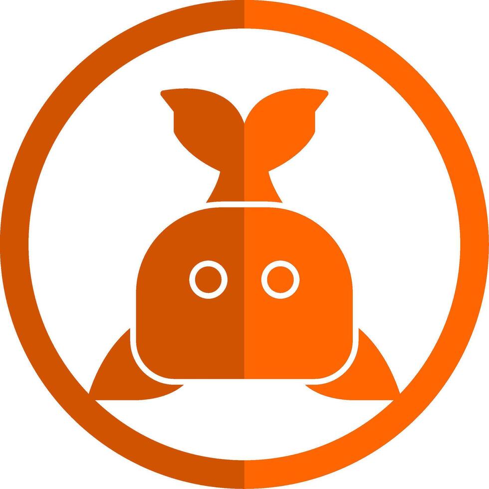 Whale Glyph Orange Circle Icon vector