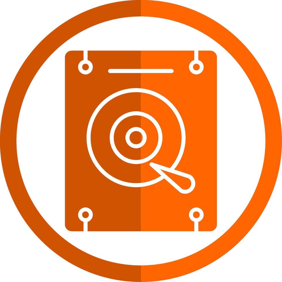 Hard Disk Glyph Orange Circle Icon vector