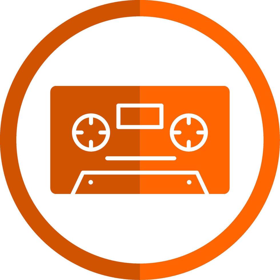 Cassette Glyph Orange Circle Icon vector