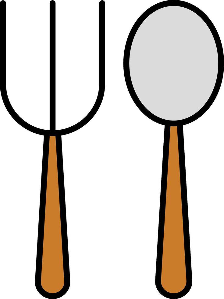 Fork Spoon Line Filled White Shadow Icon vector