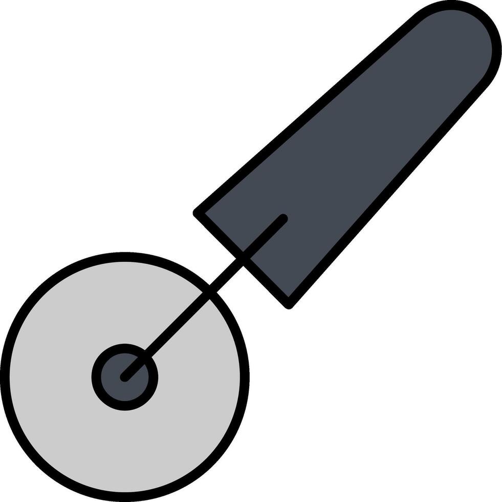 Pizza Cutter Line Filled White Shadow Icon vector