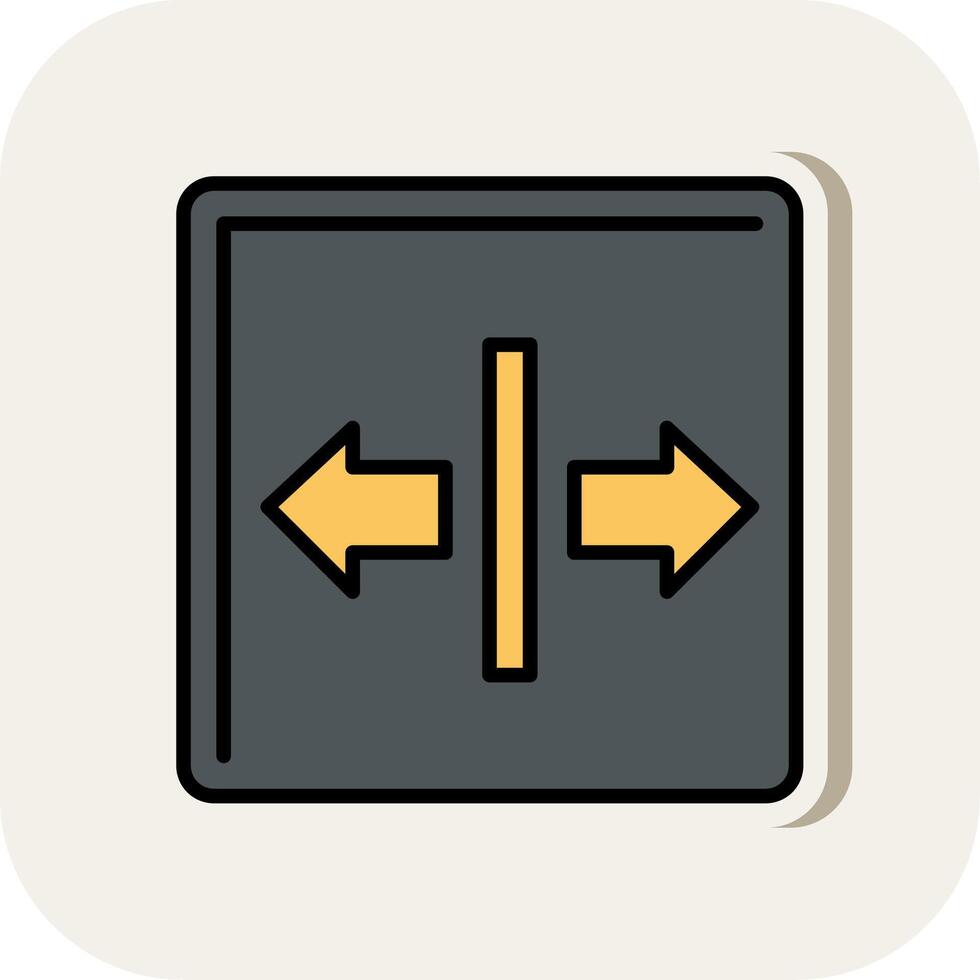 Left Right Line Filled White Shadow Icon vector