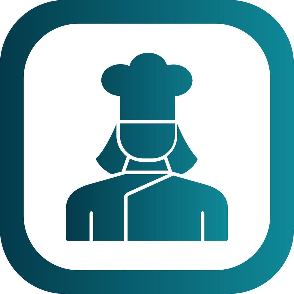 Lady Chef Glyph Gradient Round Corner Icon vector