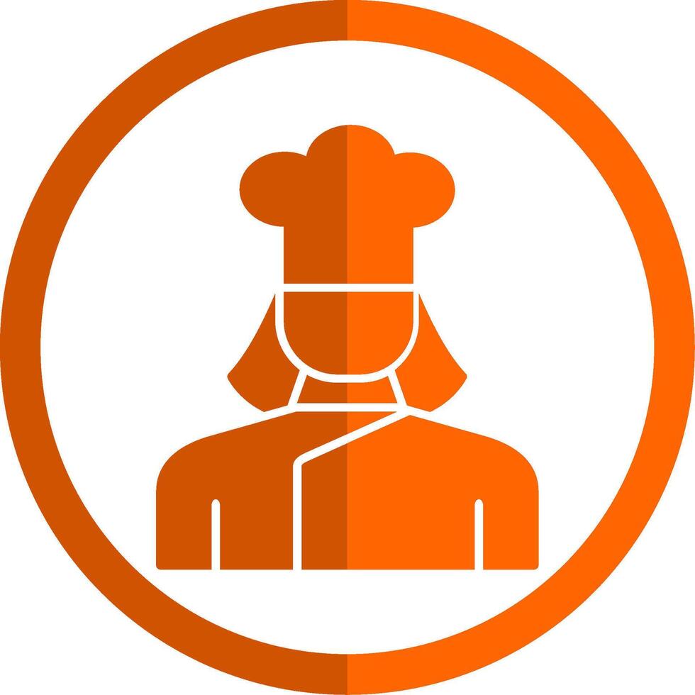 Lady Chef Glyph Orange Circle Icon vector