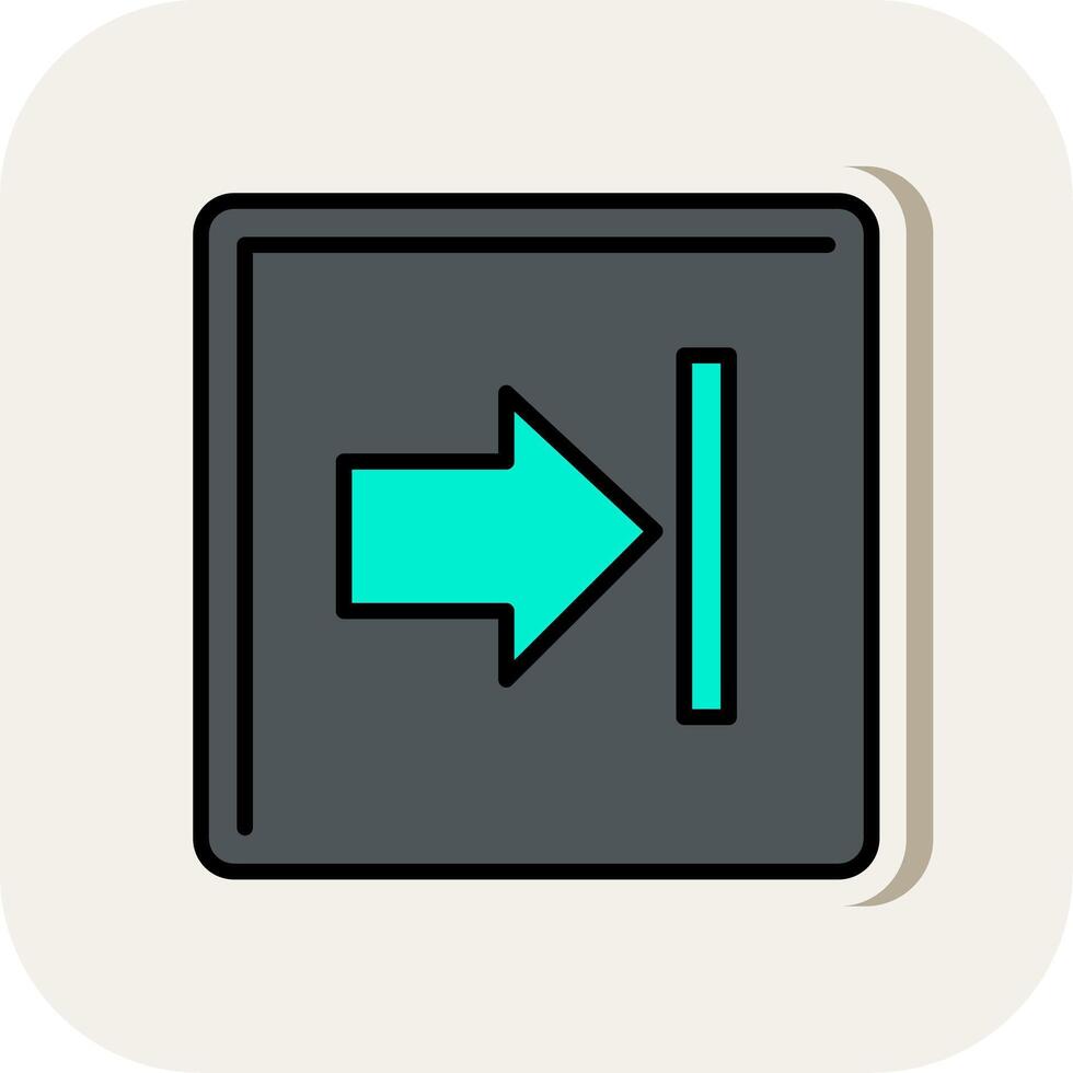 Right Arrow Line Filled White Shadow Icon vector