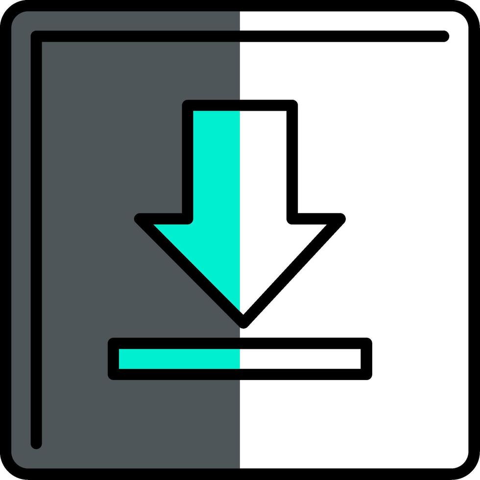 Down Arrow Filled Half Cut Icon vector