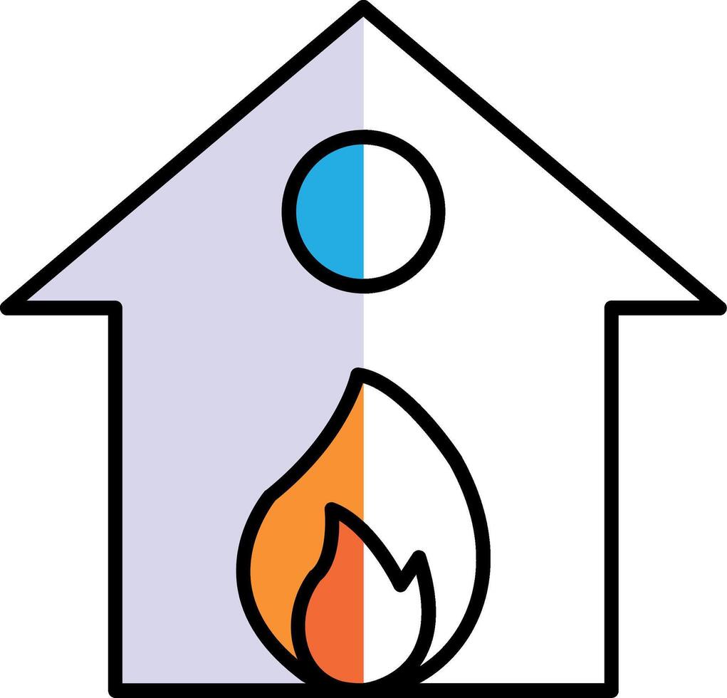 Burning House Filled Half Cut Icon vector