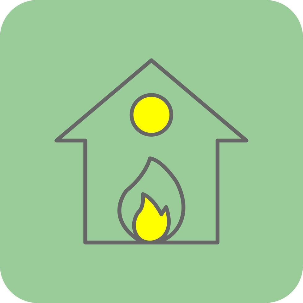 Burning House Filled Yellow Icon vector