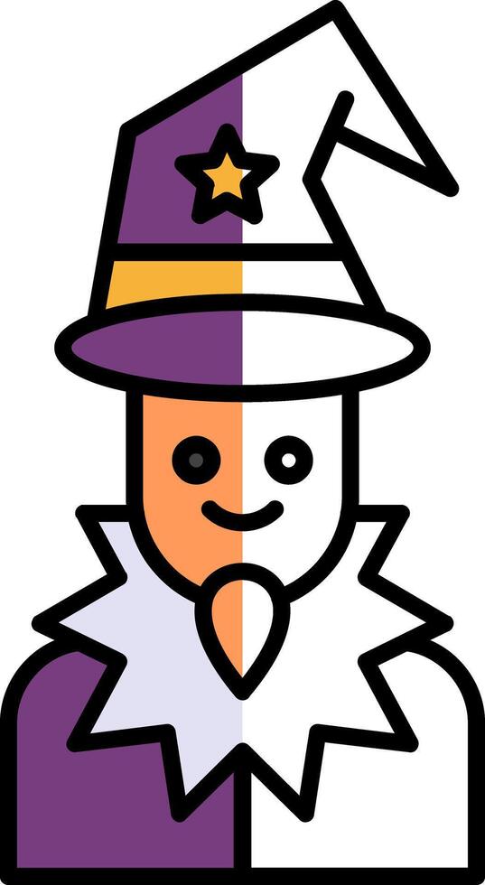 Wizard Filled Half Cut Icon vector