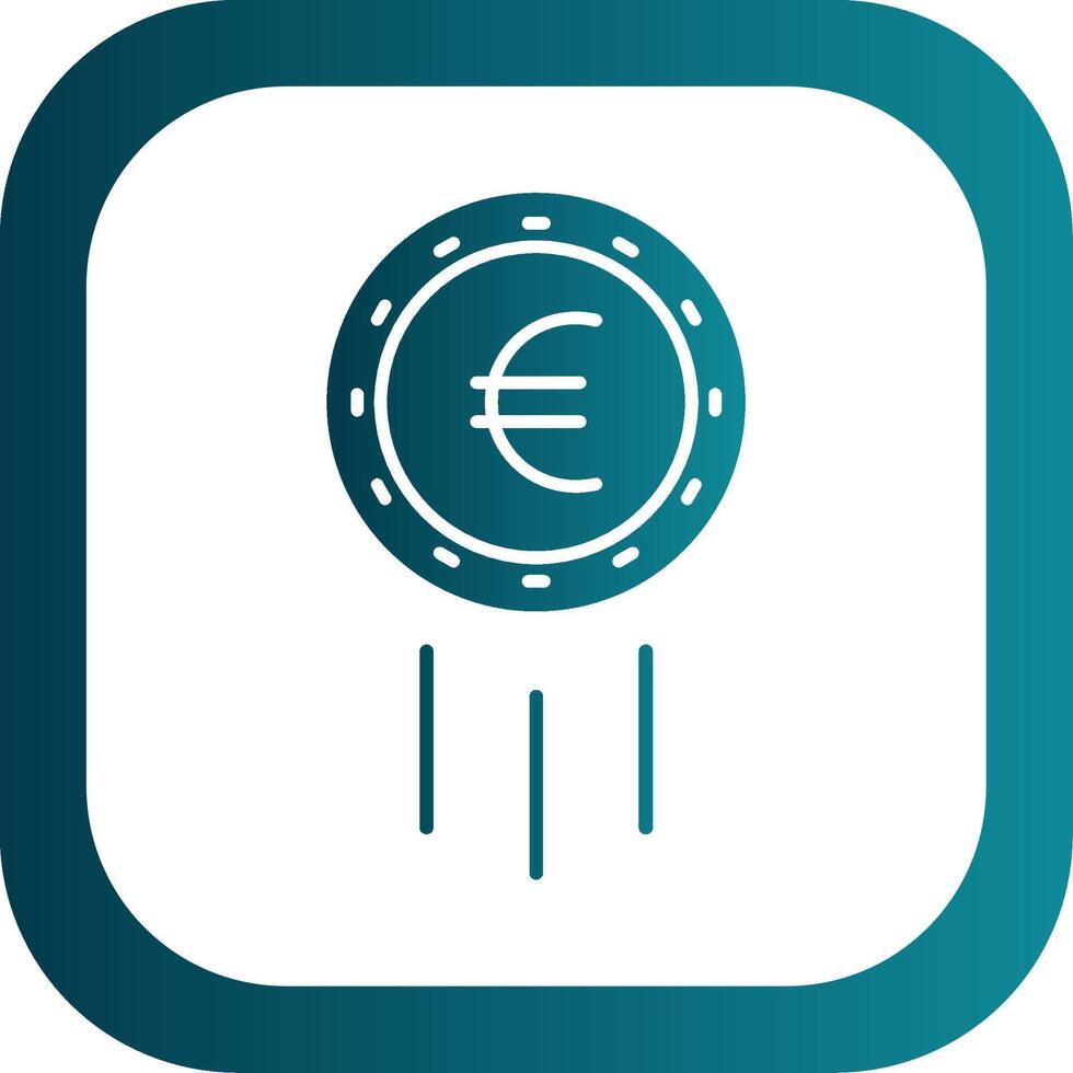 Euro Sign Glyph Gradient Round Corner Icon vector