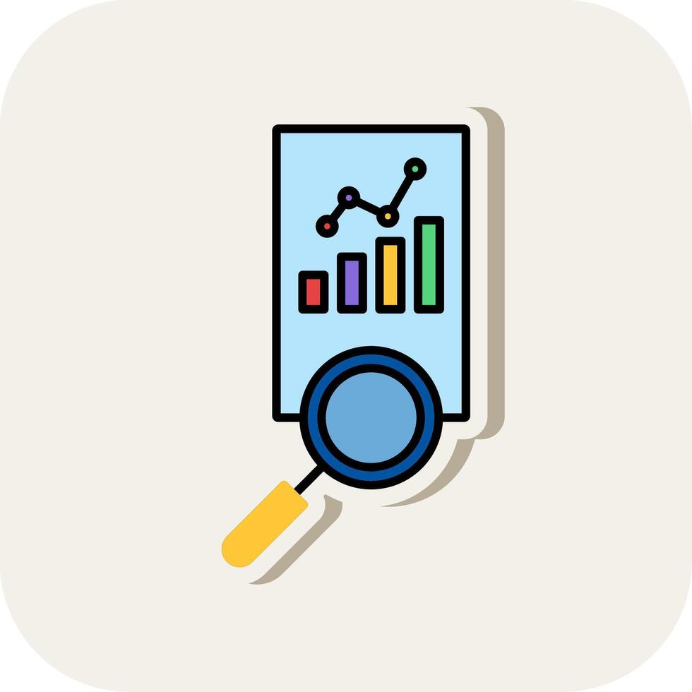 Market Analysis Line Filled White Shadow Icon vector