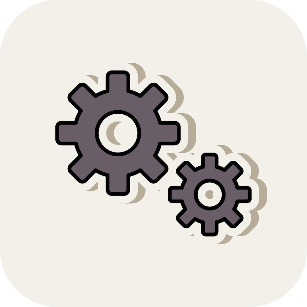 Gear Line Filled White Shadow Icon vector