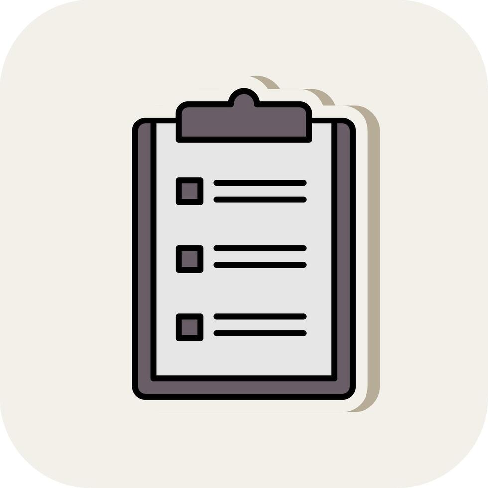 Clipboard Line Filled White Shadow Icon vector
