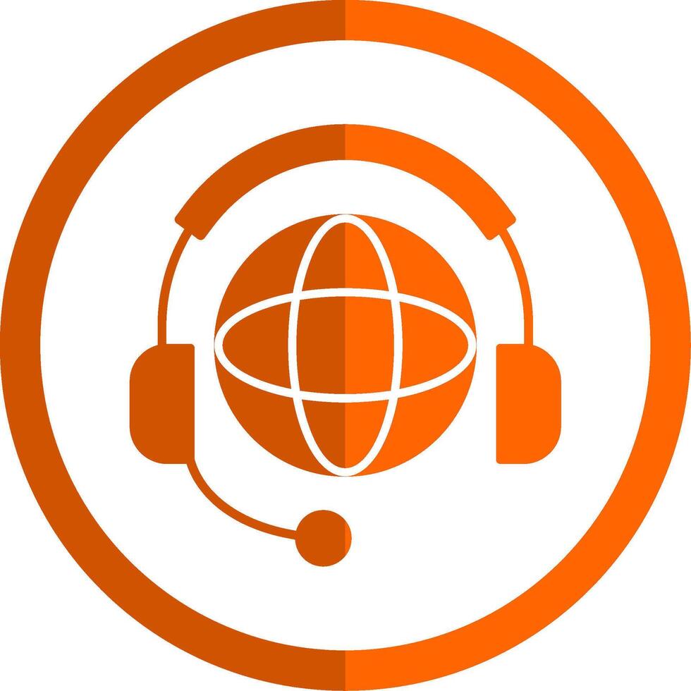 Worldwide Support Glyph Orange Circle Icon vector