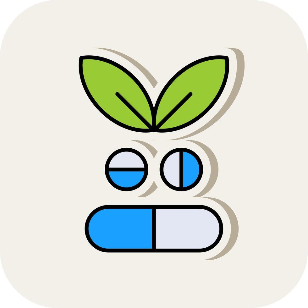 Vitamins Line Filled White Shadow Icon vector