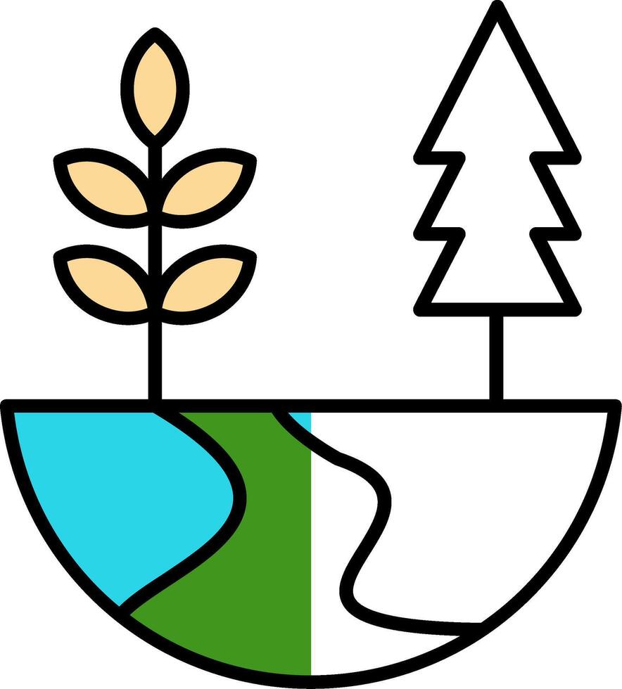 Nature Filled Half Cut Icon vector