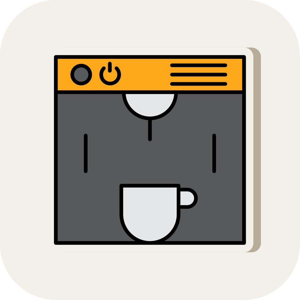 Coffe Maker Line Filled White Shadow Icon vector