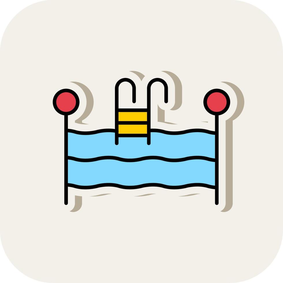 Swimming Pool Line Filled White Shadow Icon vector