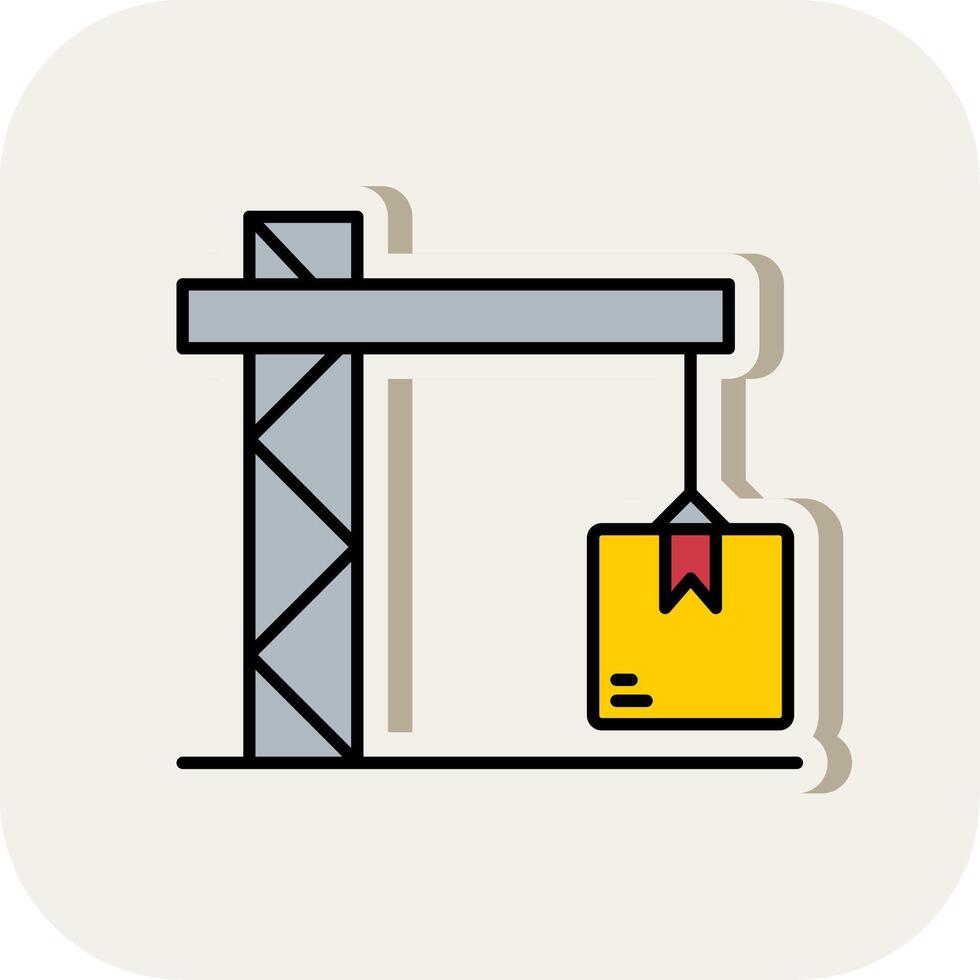 Crane Line Filled White Shadow Icon vector