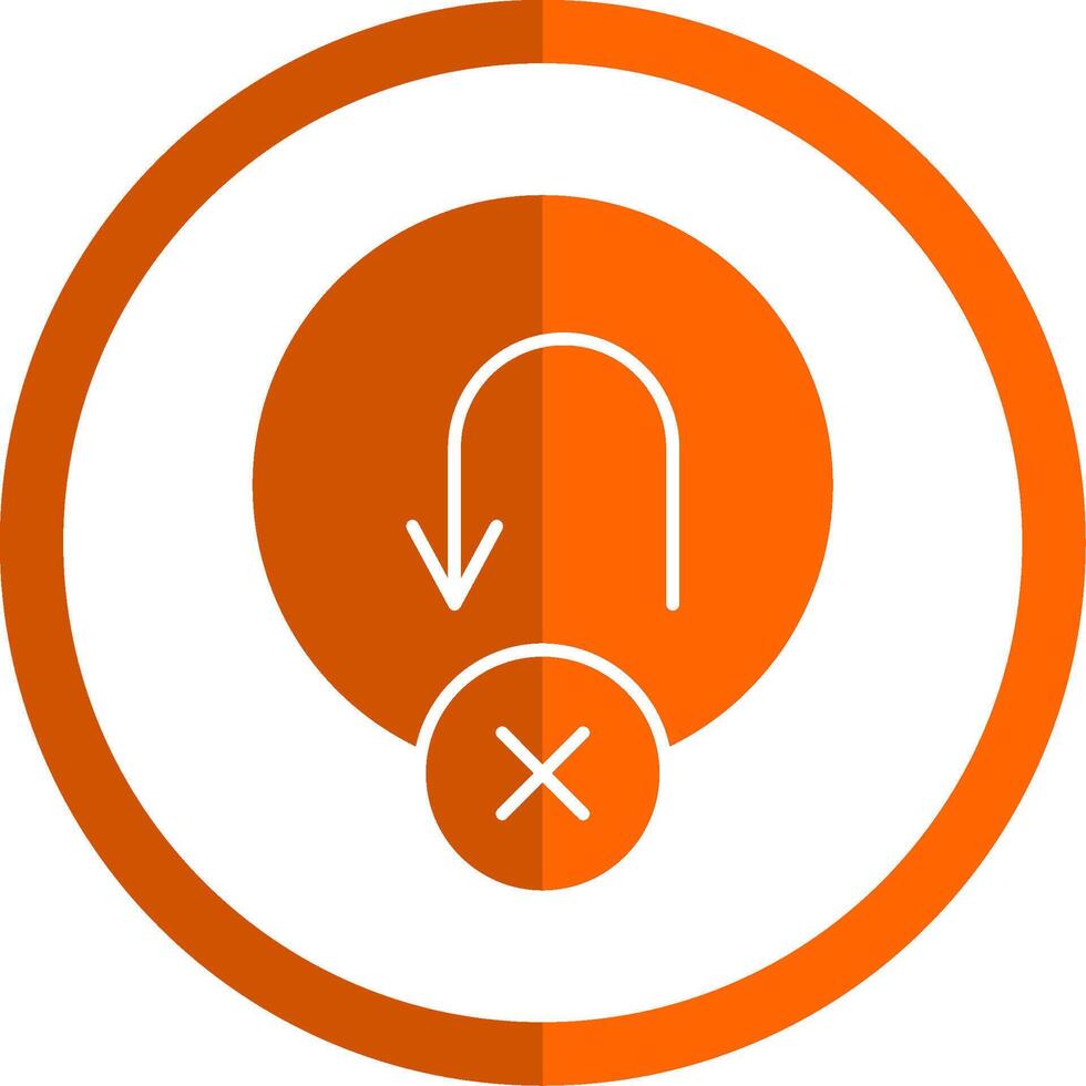 No U Turn Glyph Orange Circle Icon vector