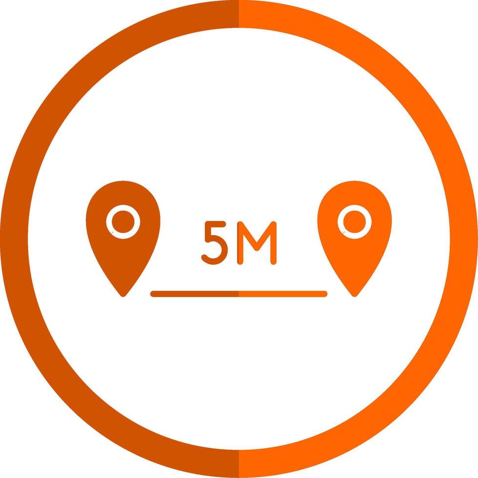 Distance Glyph Orange Circle Icon vector