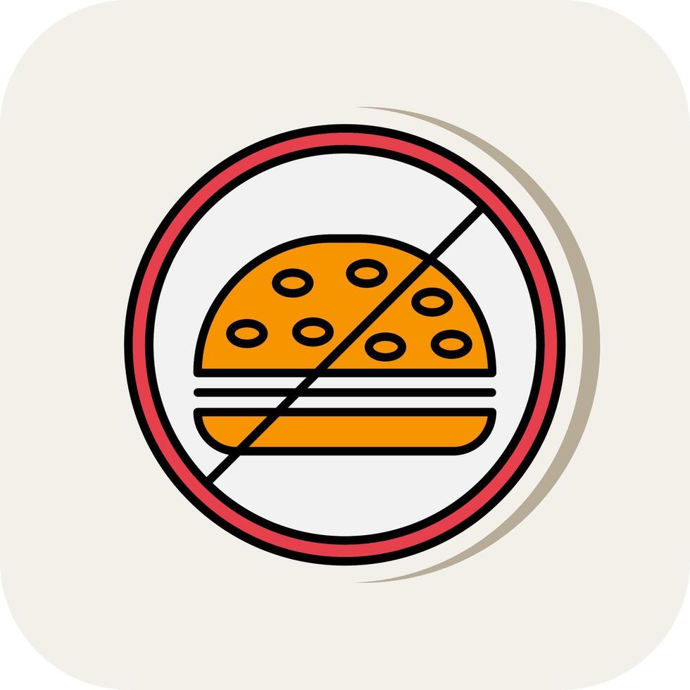 No Food Line Filled White Shadow Icon vector