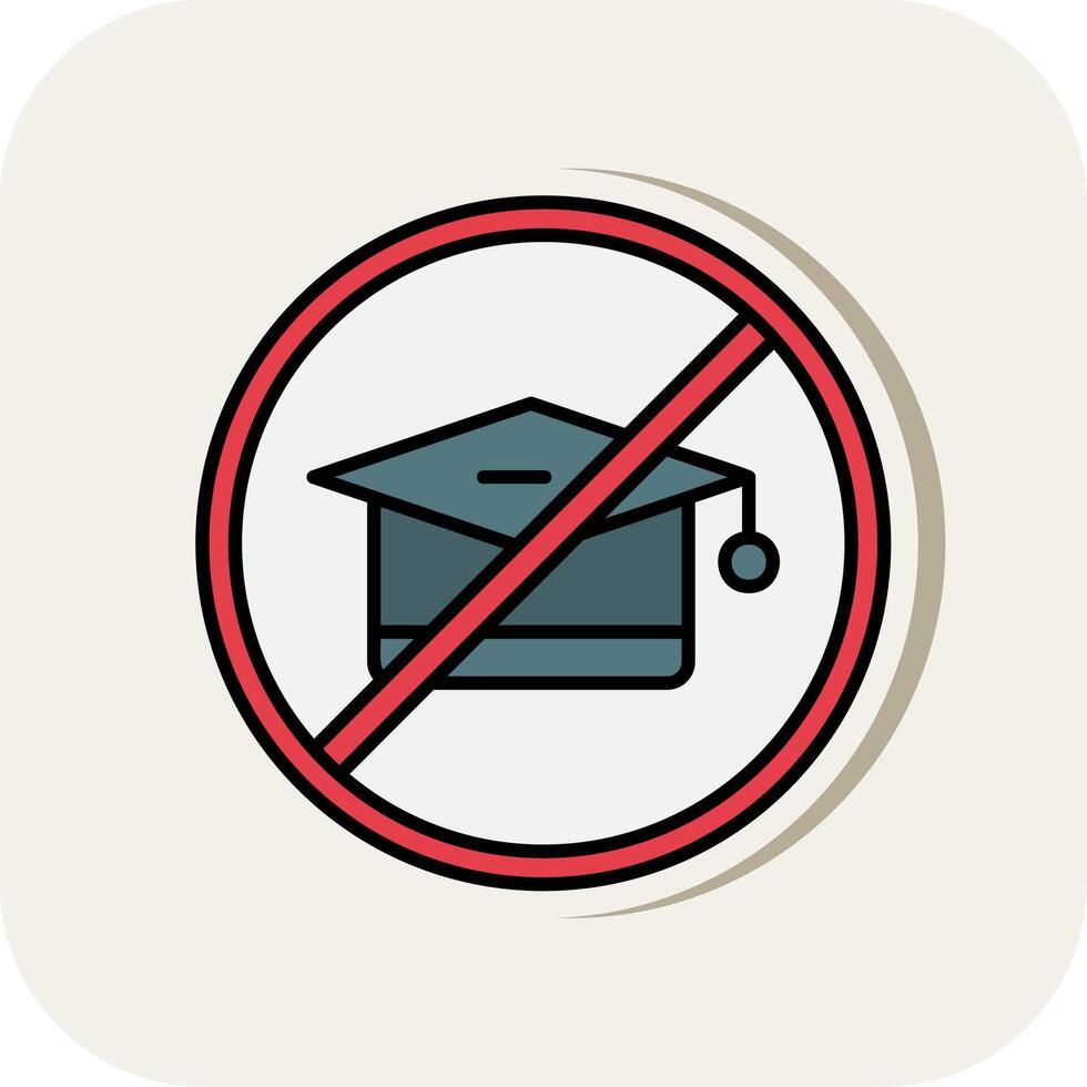 No Education Line Filled White Shadow Icon vector